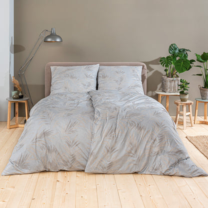 Estella Interlock Jersey Bettwäsche Keno 6941-230 Blätter Grau 135x200