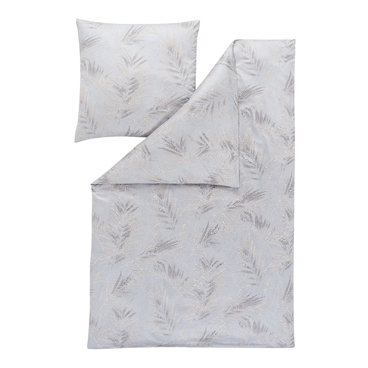 Estella Interlock Jersey Bettwäsche Keno 6941-230 Blätter Grau 135x200