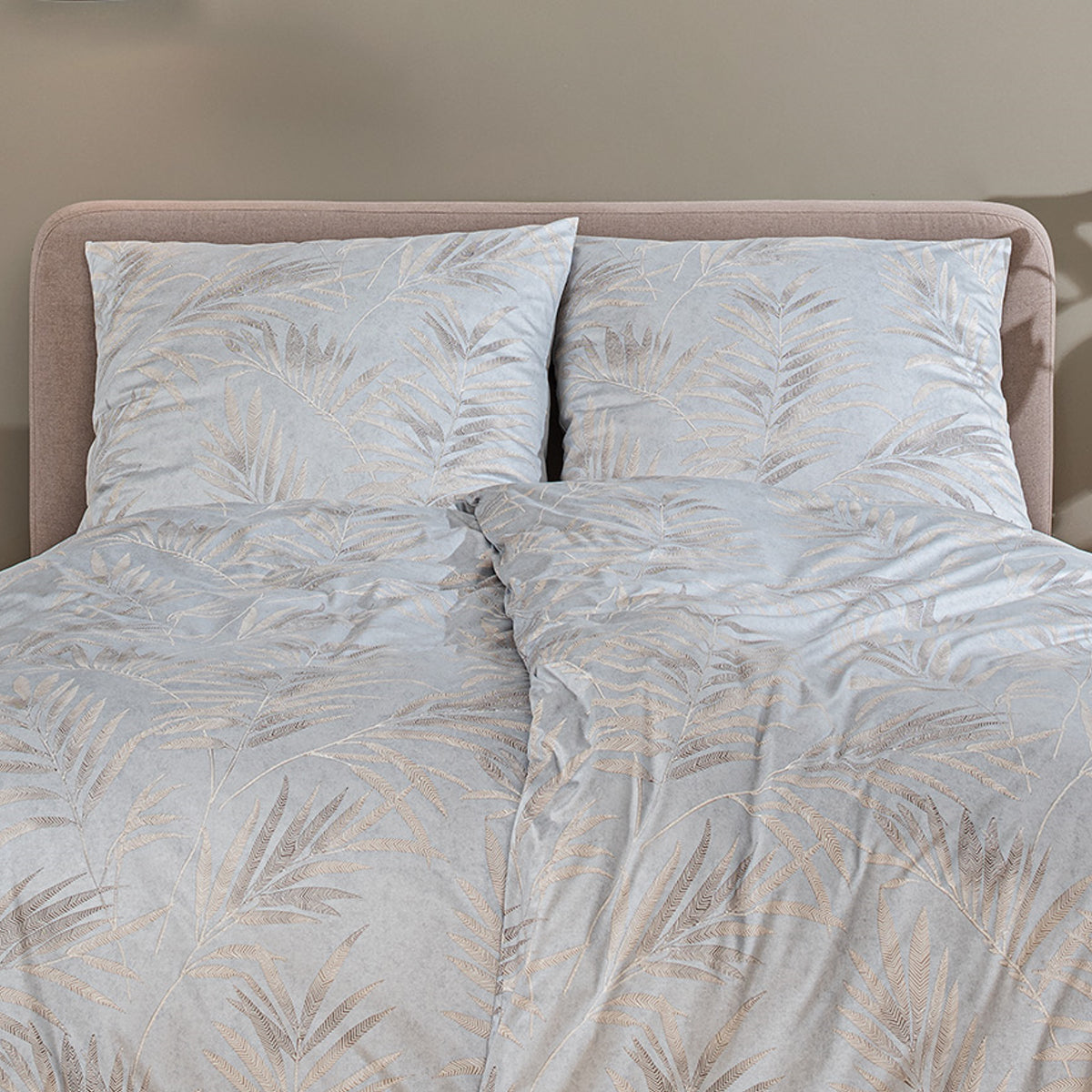 Estella Interlock Jersey Bettwäsche Keno 6941-230 Blätter Grau 135x200
