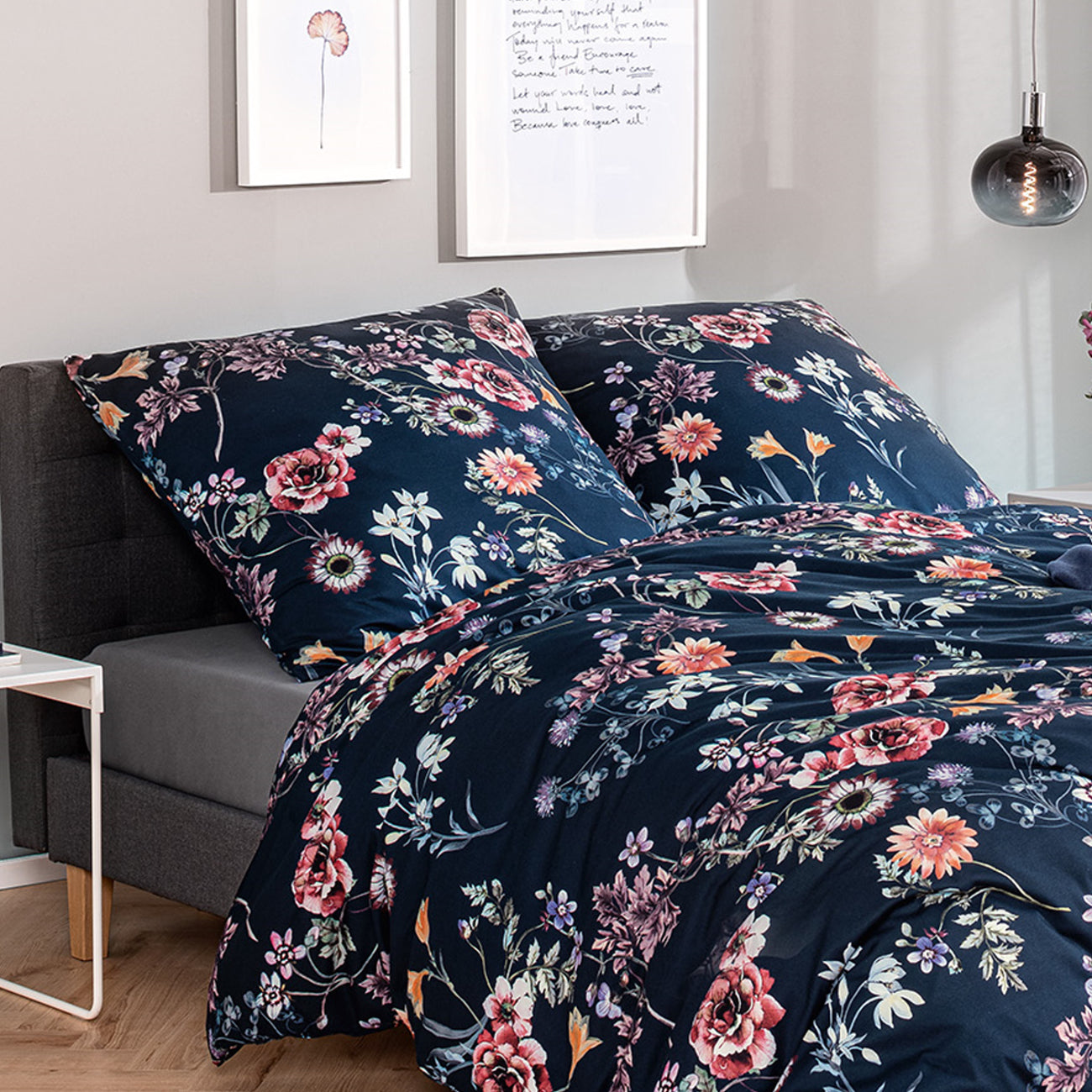 Estella Interlock Jersey Bettwäsche Laurena 6947-625 Nachtblau 135x200