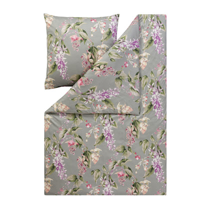 Estella Interlock Jersey Bettwäsche Kalea 6952-16 Blumen Grau 135x200