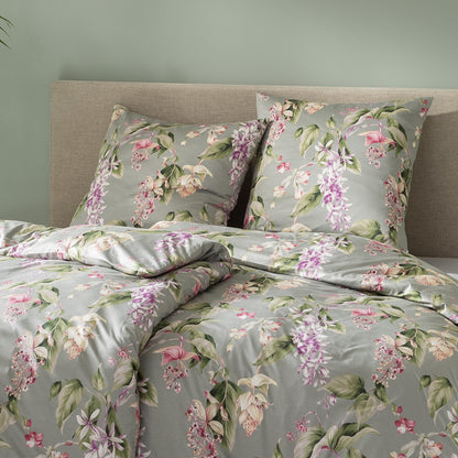 Estella Interlock Jersey Bettwäsche Kalea 6952-16 Blumen Grau 135x200