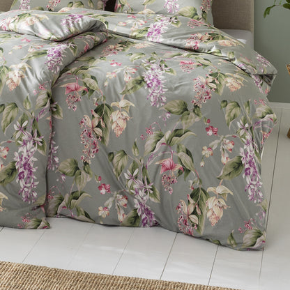 Estella Interlock Jersey Bettwäsche Kalea 6952-16 Blumen Grau 135x200