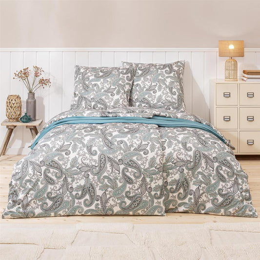 Luxuriöse Bettwäsche aus hautsympathischer Interlock Jersey – gemachtes Bett im Design 6955-520, ideal für Allergiker.