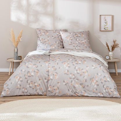 Estella Interlock Jersey Bettwäsche Rumi 6963-800 Blume Silber 135x200