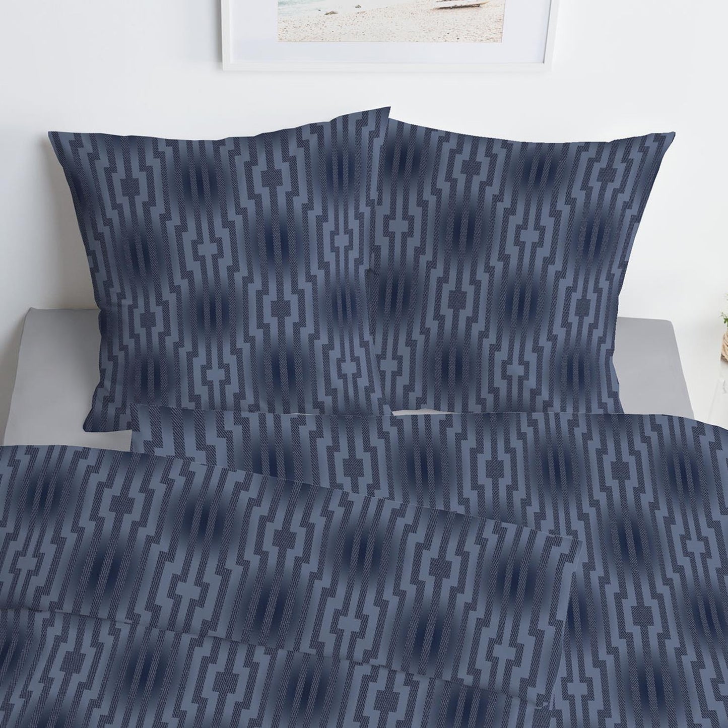 Estella Interlock Jersey Bettwäsche Levian 6970-655 Navy Blau 135x200