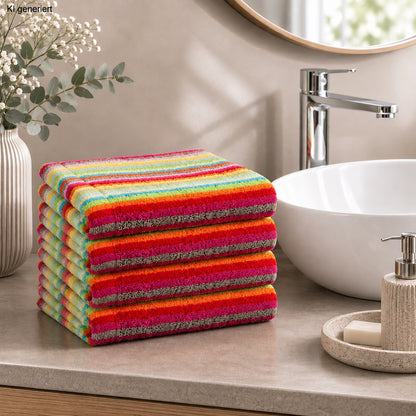 4 Stück Cawö Life Style Handtücher 7008-25 Streifen muilticolor 50x100