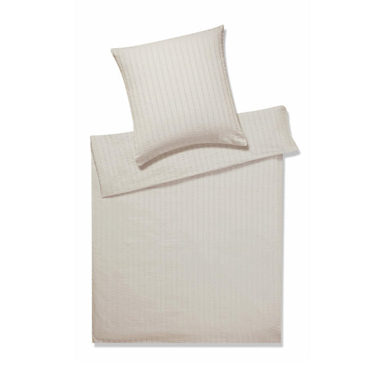 Elegante Seersucker Bettwäsche 7013-77 einfarbig Creme 135x200