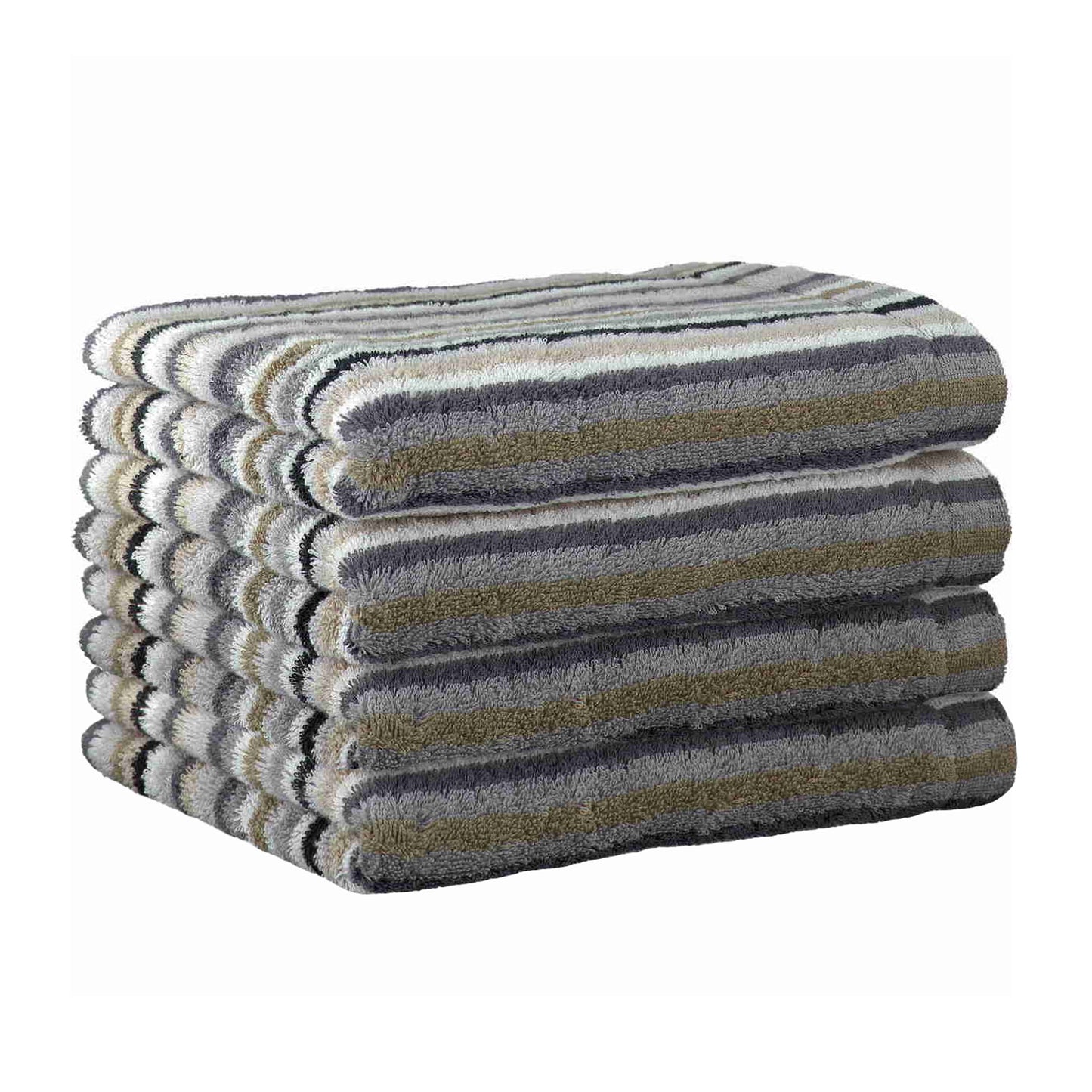 4 Stück Cawö Life Style Handtücher 7048-37 Streifen kiesel 50x100
