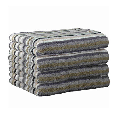 4 Stück Cawö Life Style Handtücher 7048-37 Streifen kiesel 50x100