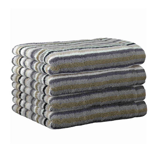 4 Stück Cawö Life Style Handtücher 7048-37 Streifen kiesel 50x100