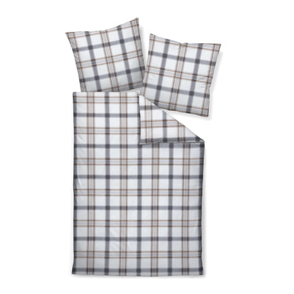 Janine Soft Cotton Bettwäsche Cortina 71002-8 Kariert Grau 135x200