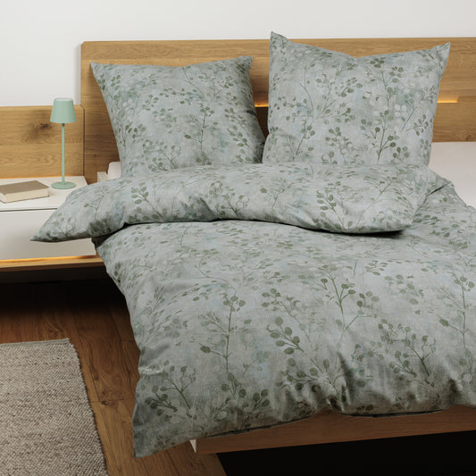 Janine Soft Cotton Bettwäsche Cortina 71003-7 Salbei Blätter 135x200