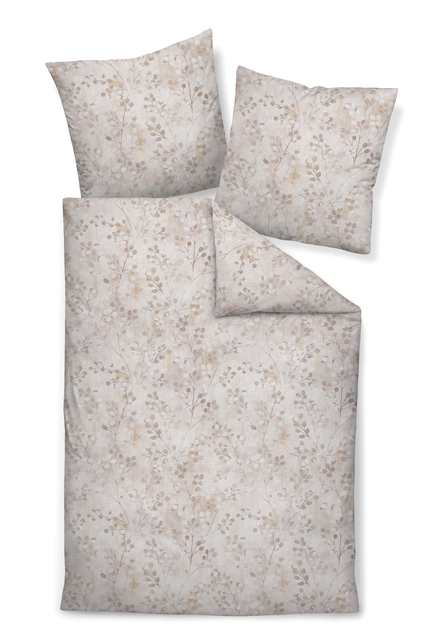 Janine Soft Cotton Bettwäsche Cortina 71003-7 Natur Blätter 135x200