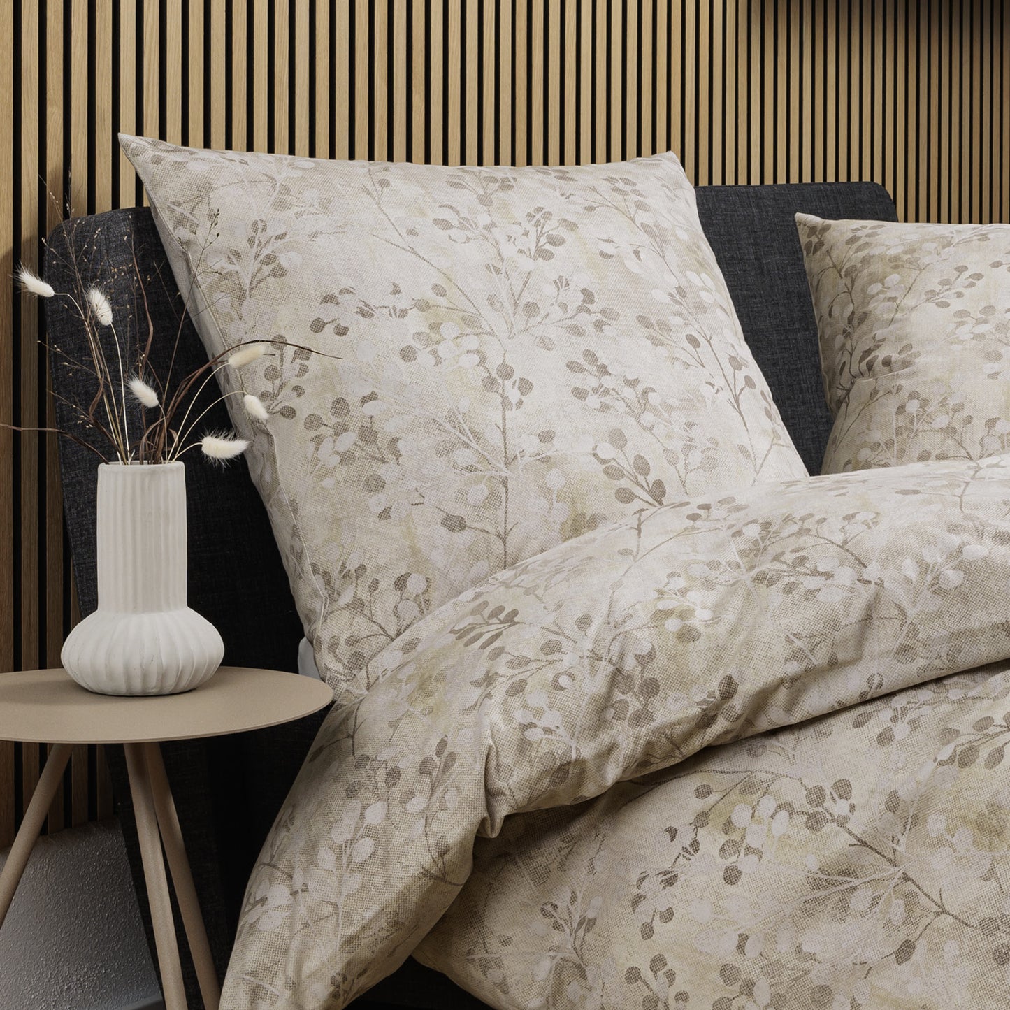 Janine Soft Cotton Bettwäsche Cortina 71003-7 Natur Blätter 135x200