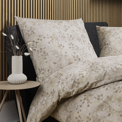 Janine Soft Cotton Bettwäsche Cortina 71003-7 Natur Blätter 135x200