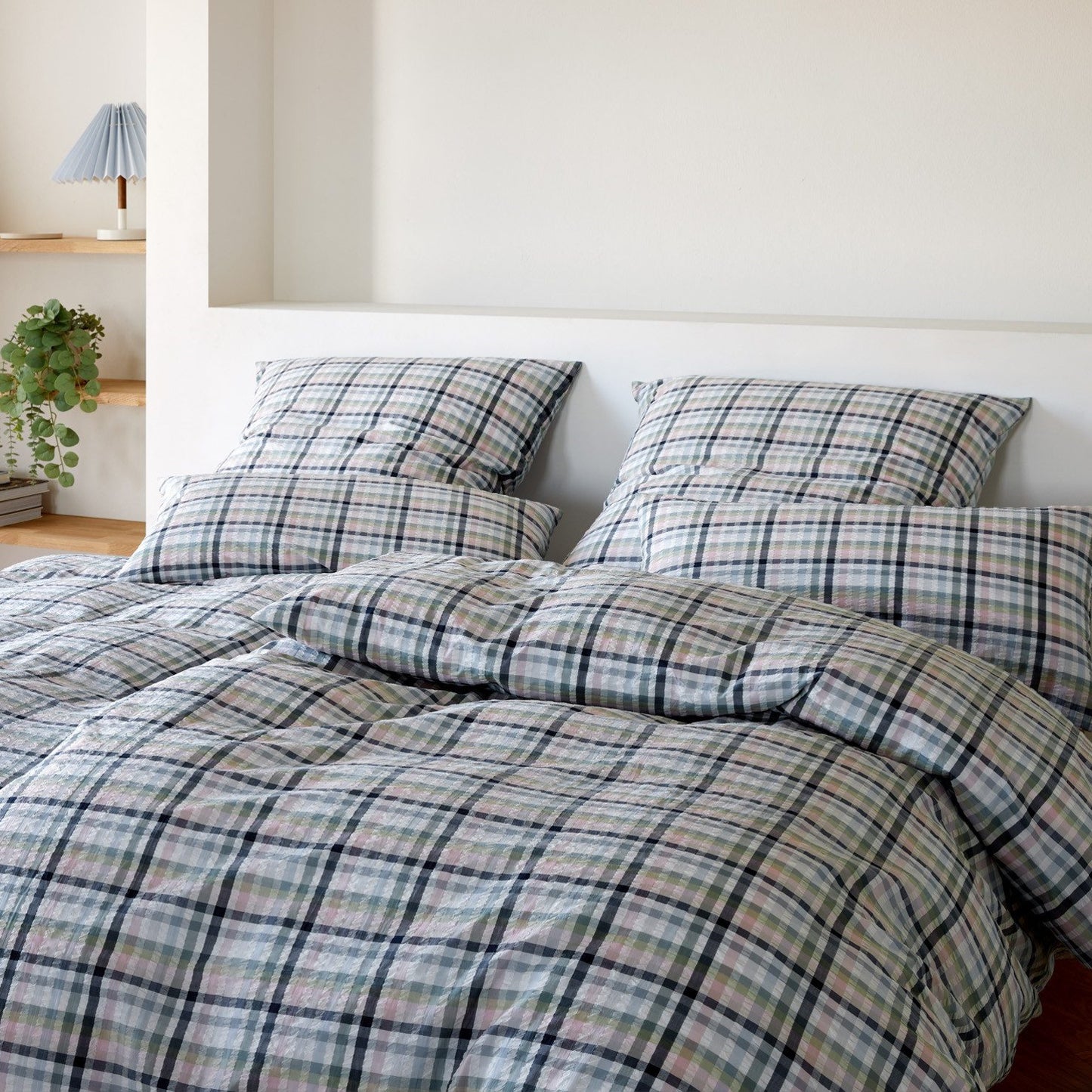 Bettwäsche Elegante Seersucker Gudhjem 7116-2 rauchblau 135x200