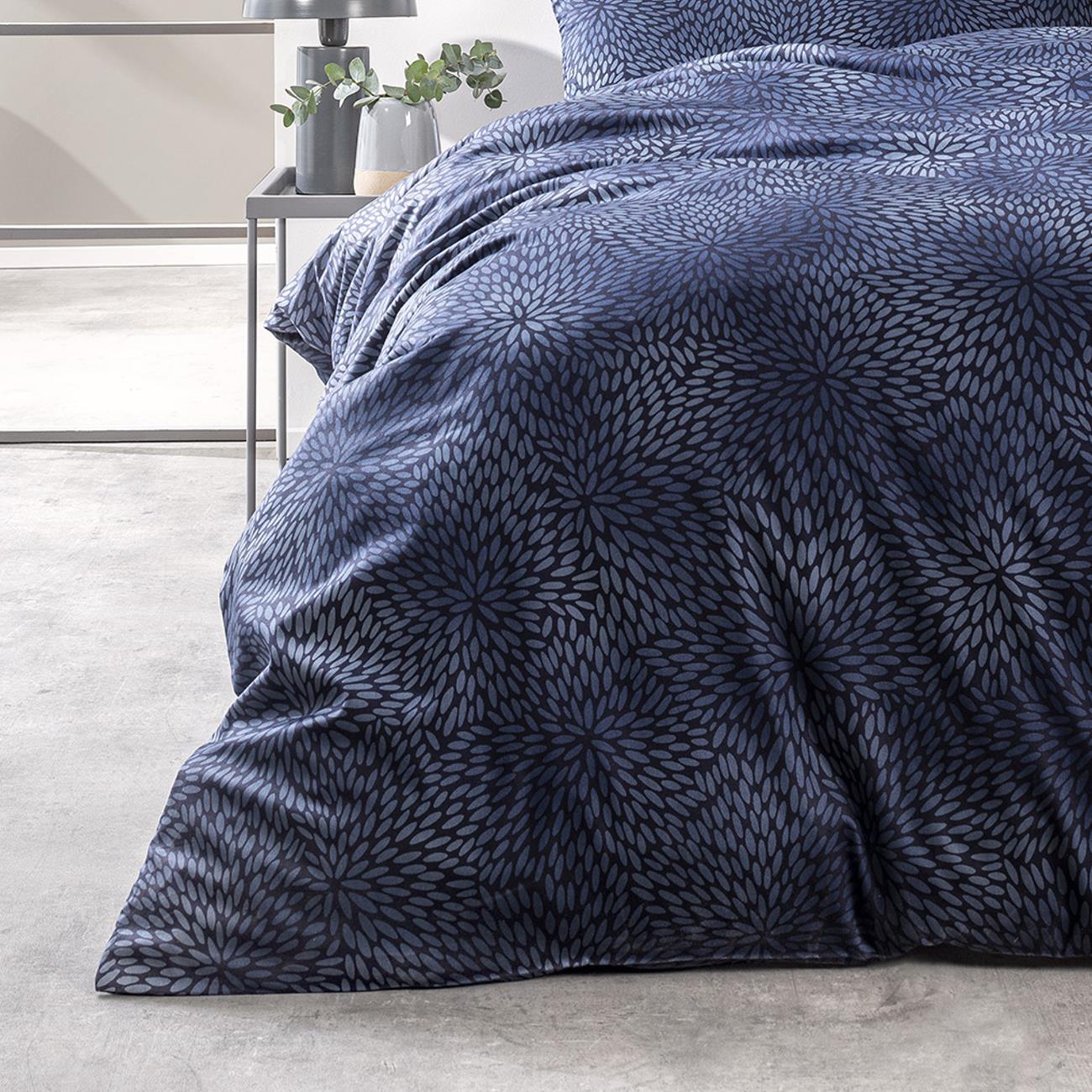 Estella Mako Satin Bettwäsche Naoko 7569-606 indigo 135x200
