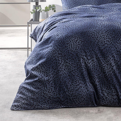Estella Mako Satin Bettwäsche Naoko 7569-606 indigo 135x200