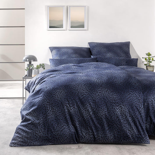 Estella Mako Satin Bettwäsche Naoko 7569-606 indigo 135x200