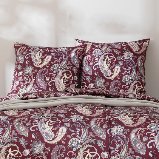 Estella Mako Satin Bettwäsche Soley 7608-955 Paisley Bordeaux 135x200