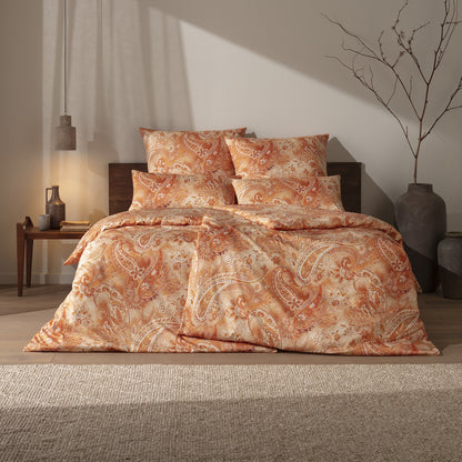 Estella Mako Satin Bettwäsche Rhea 7633-360 Paisley orange 135x200