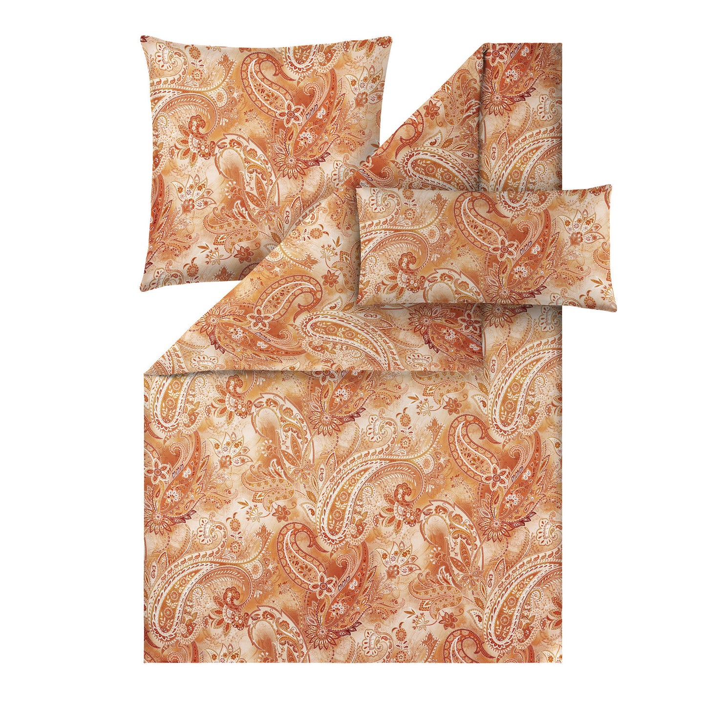 Estella Mako Satin Bettwäsche Rhea 7633-360 Paisley orange 135x200