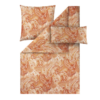 Estella Mako Satin Bettwäsche Rhea 7633-360 Paisley orange 135x200