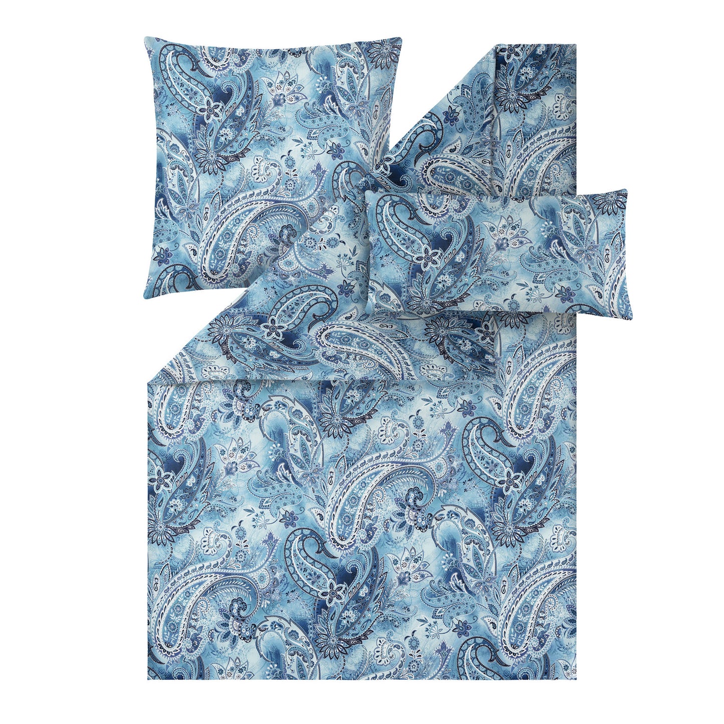 Estella Mako Satin Bettwäsche Rhea 7633-605 Paisley dunkelblau 135x200