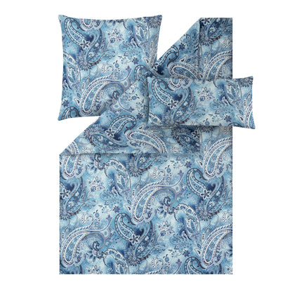 Estella Mako Satin Bettwäsche Rhea 7633-605 Paisley dunkelblau 135x200