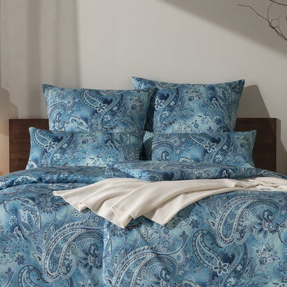 Estella Mako Satin Bettwäsche Rhea 7633-605 Paisley dunkelblau 135x200
