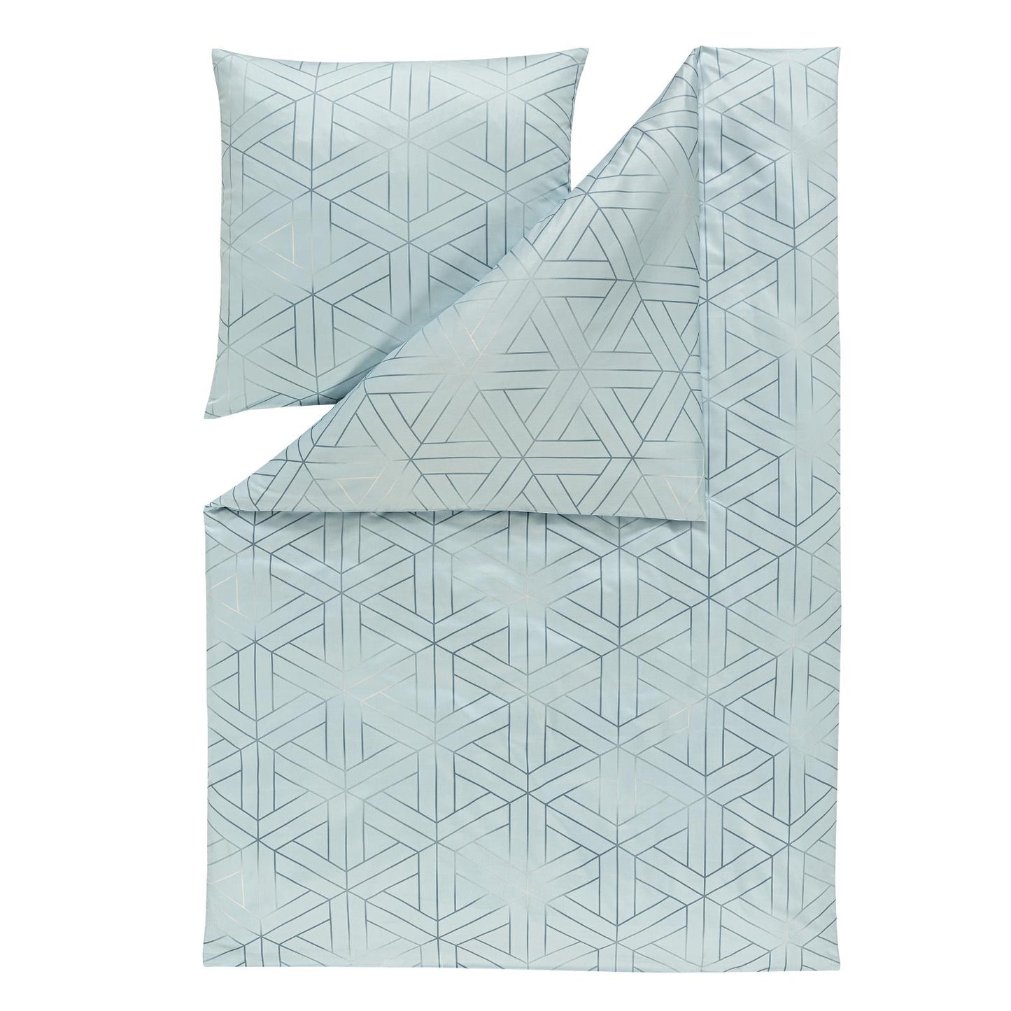 Estella Mako Satin Bettwäsche Luan 7919-640 Geometrisch Blau 135x200