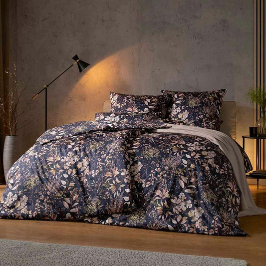 Estella Mako Satin Bettwäsche Mirella 7924-625 Blau Kupfer 135x200