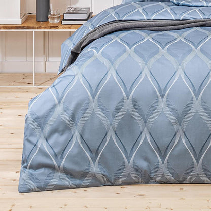 Estella Mako Satin Bettwäsche Lyanna 7943-610 Rauten Blau 135x200