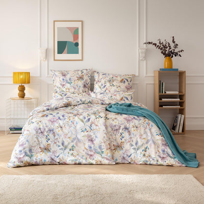 Estella Mako Satin Bettwäsche Estera 7960-985 Blumen Natur 135x200