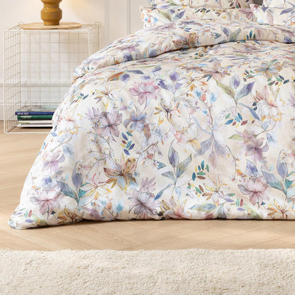 Estella Mako Satin Bettwäsche Estera 7960-985 Blumen Natur 135x200