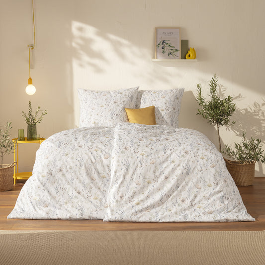 Estella Mako Satin Bettwäsche Celeste 7961-230 natur floral 135x200