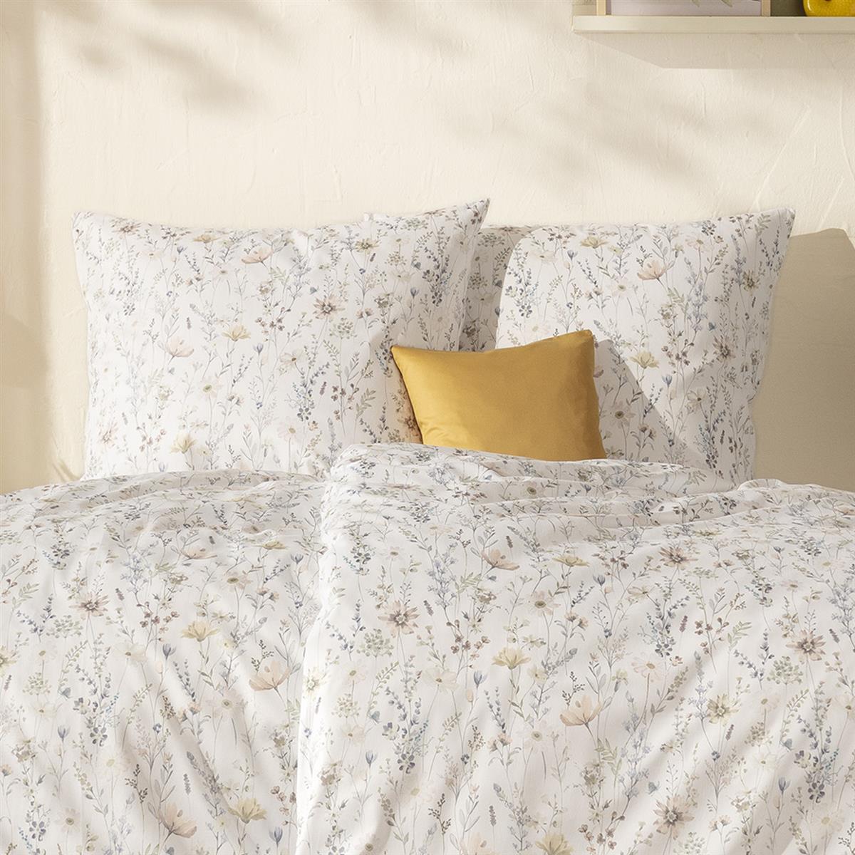 Estella Mako Satin Bettwäsche Celeste 7961-230 natur floral 135x200