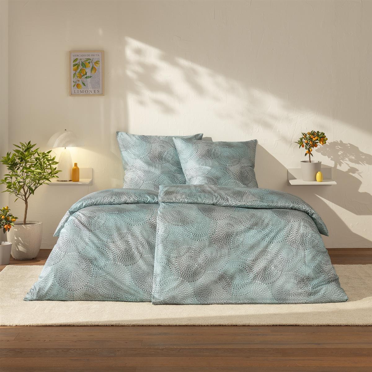 Estella Mako Satin Bettwäsche Orion 7969-614 Kreise eisblau