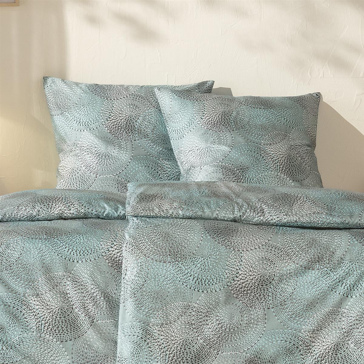 Estella Mako Satin Bettwäsche Orion 7969-614 Kreise eisblau