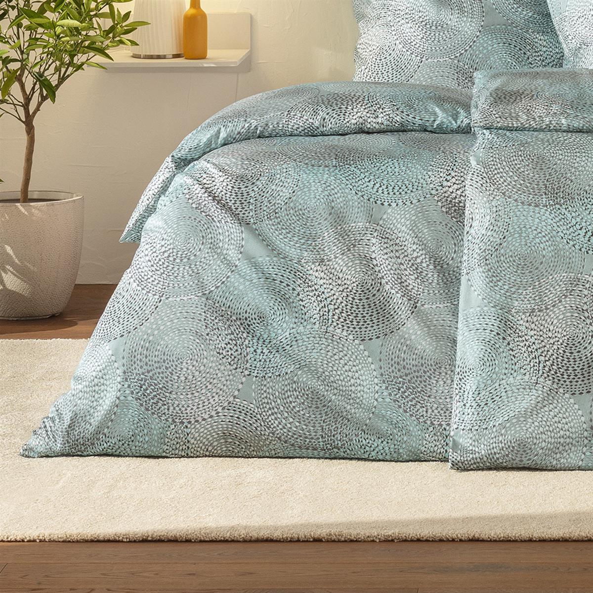 Estella Mako Satin Bettwäsche Orion 7969-614 Kreise eisblau