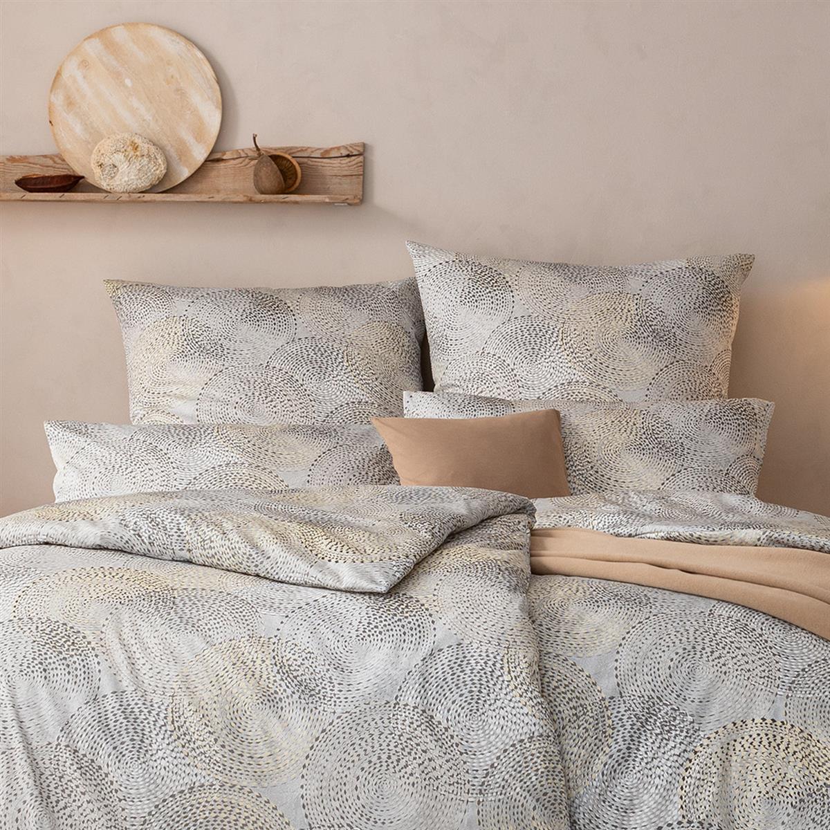 Estella Mako Satin Bettwäsche Orion 7969-810 Kreise grau