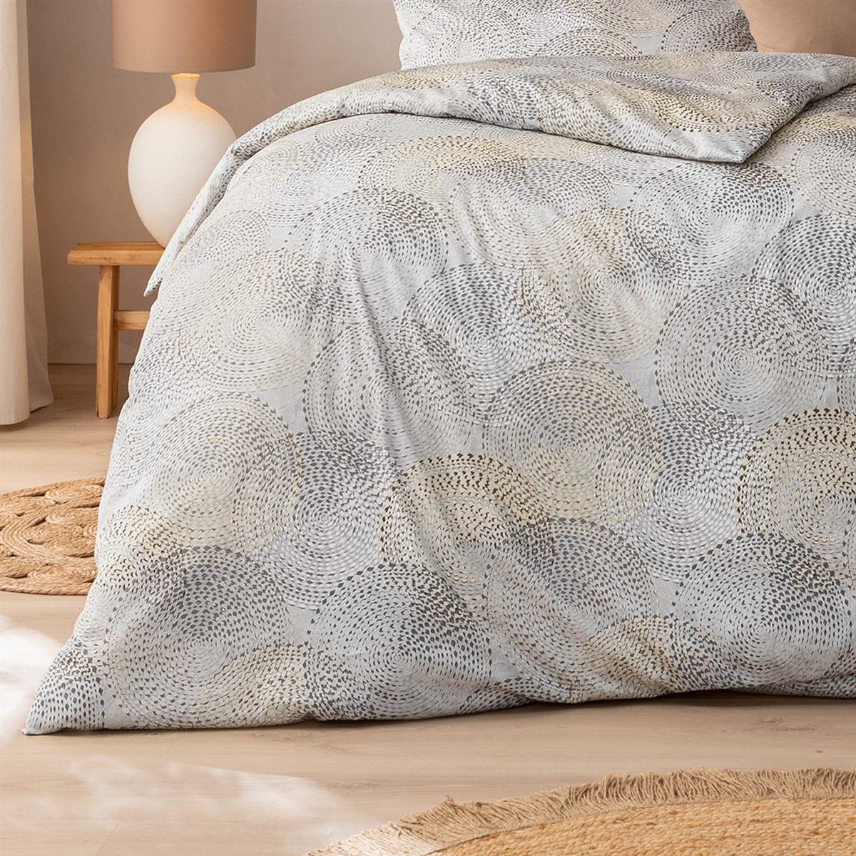 Estella Mako Satin Bettwäsche Orion 7969-810 Kreise grau