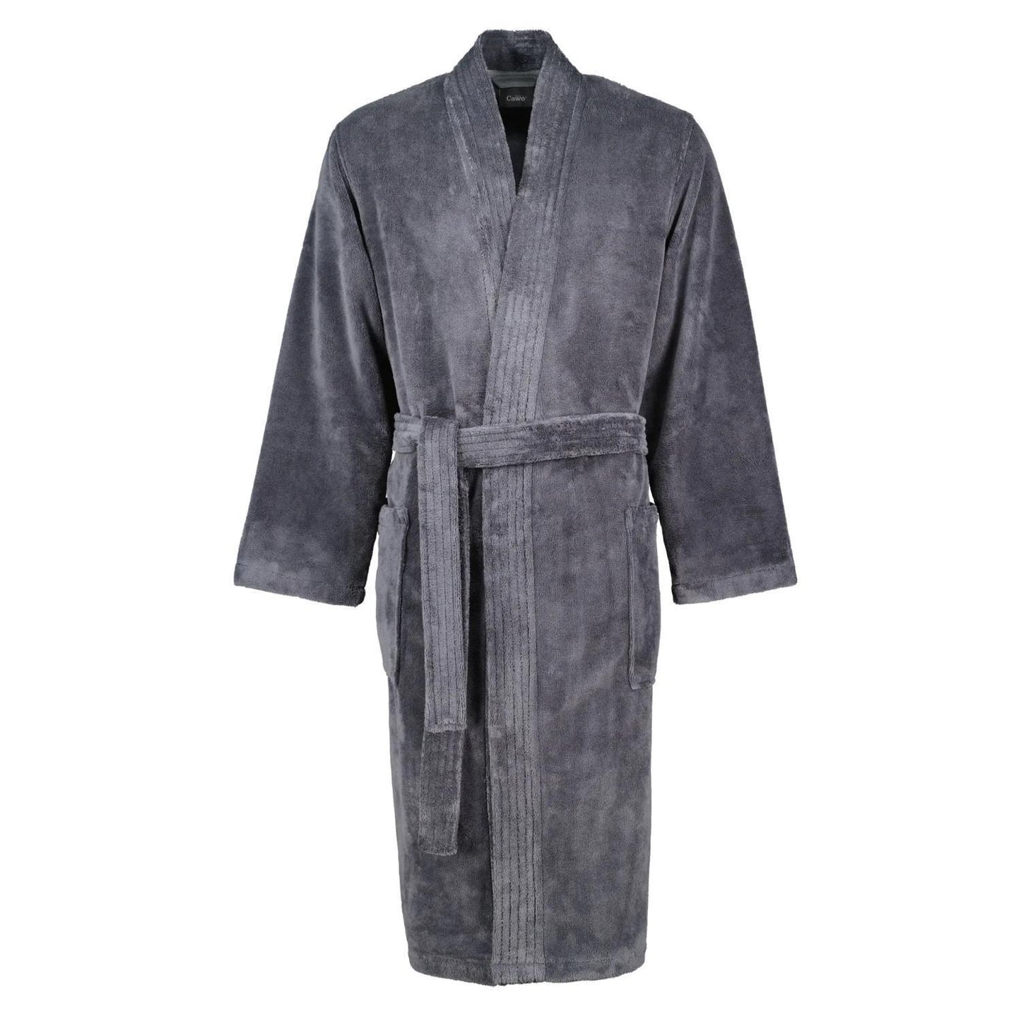 Cawö Home Herren Bademantel Kimono 800-71 anthrazit Unifarben