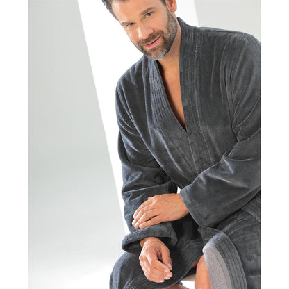 Cawö Home Herren Bademantel Kimono 800-71 anthrazit Unifarben