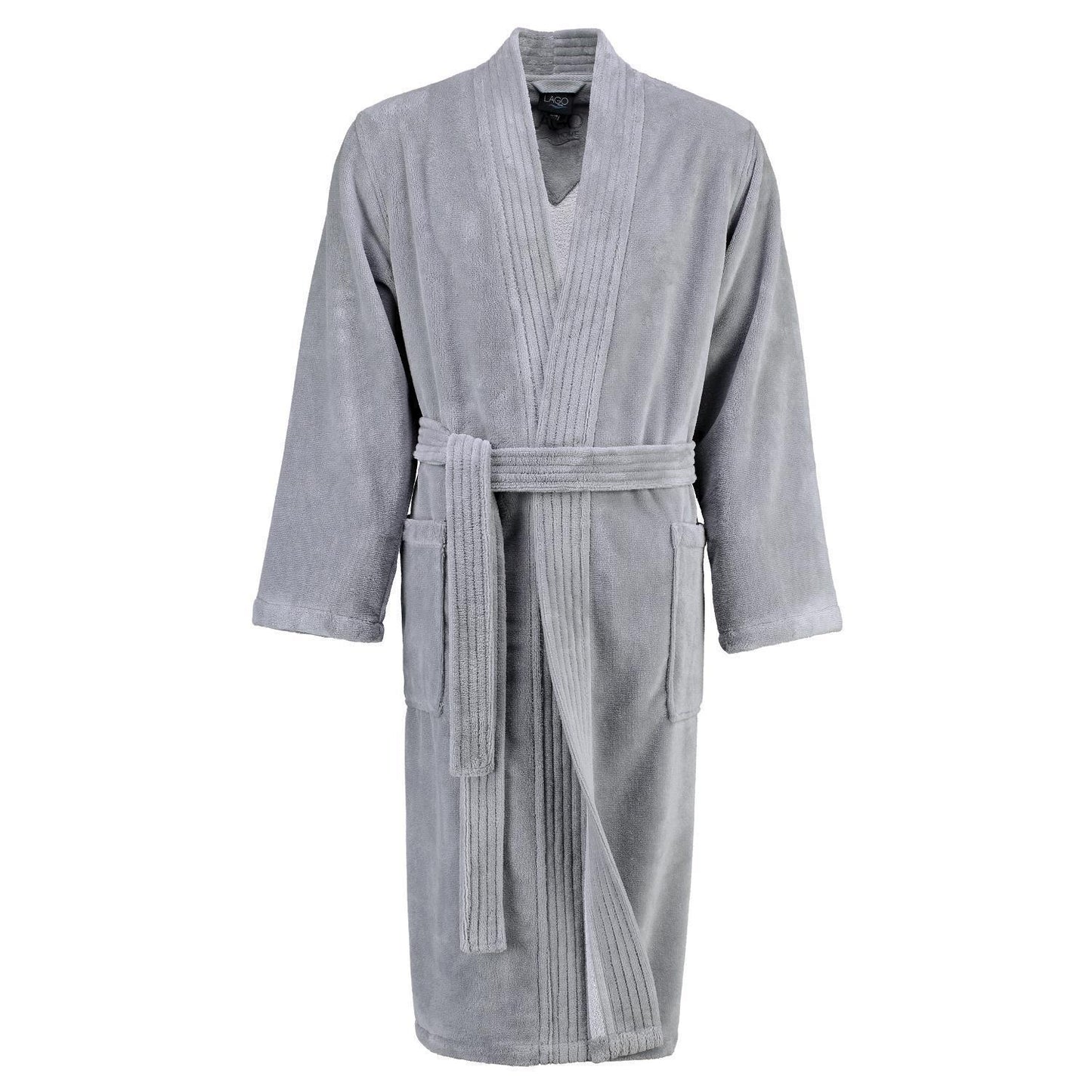 Cawö Home Herren Bademantel Kimono 800-73 graphit Unifarben