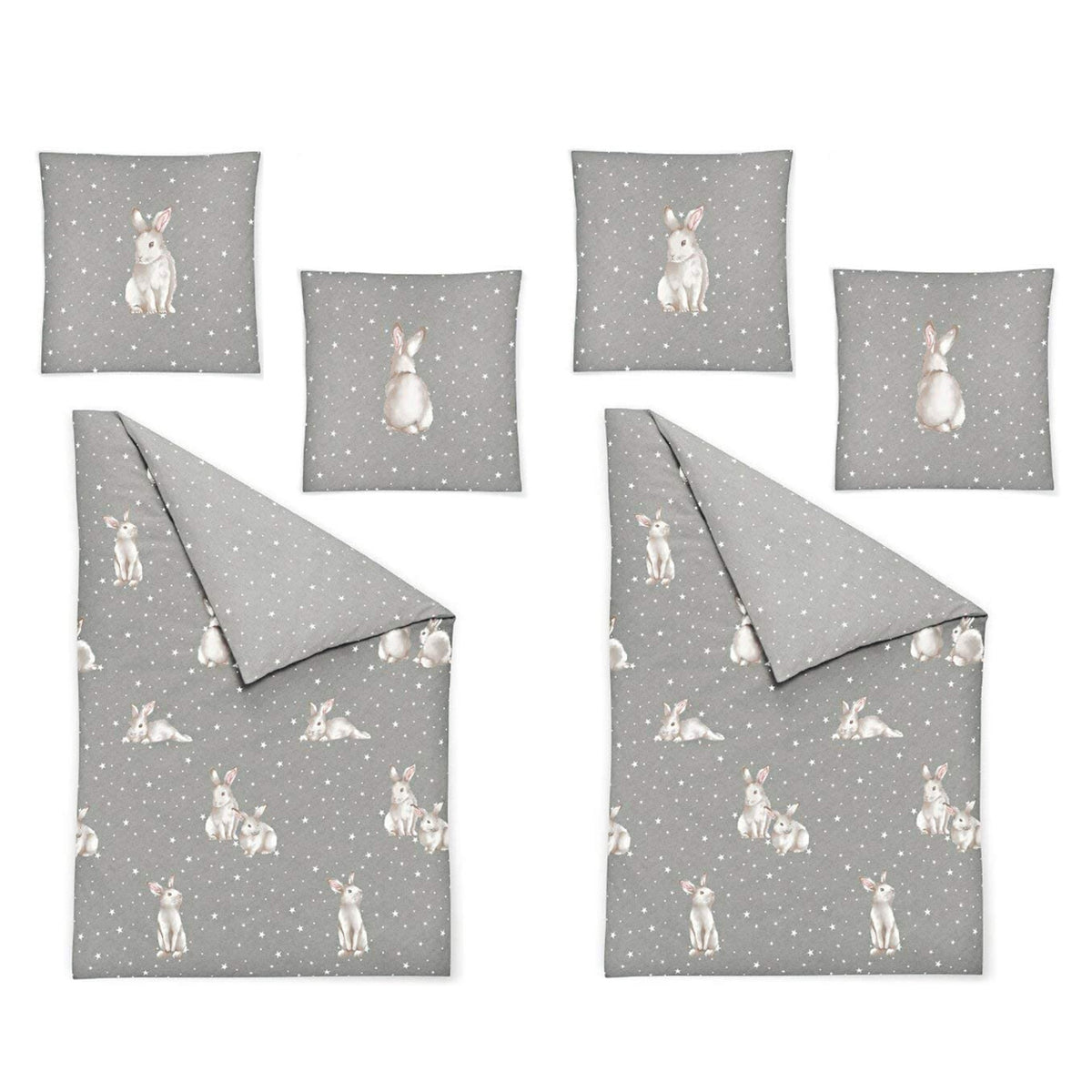 4 tlg Irisette Biber Bettwäsche Dublin 8026-11 Hase Schneehase 135x200