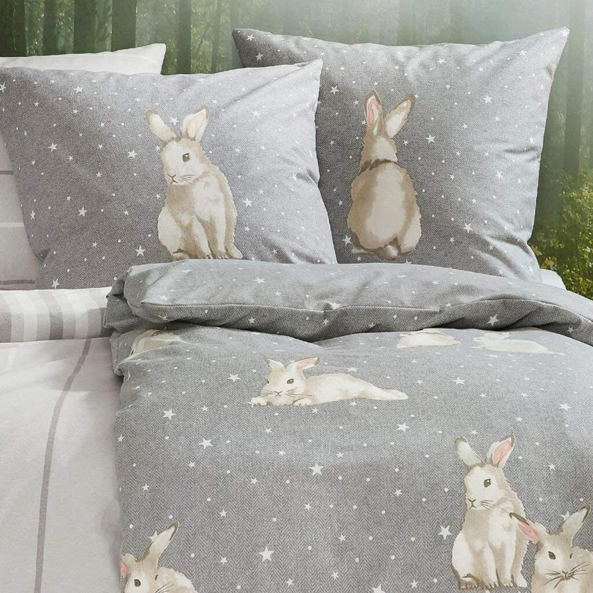 4 tlg Irisette Biber Bettwäsche Dublin 8026-11 Hase Schneehase 135x200