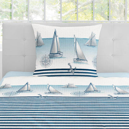 Irisette Biber Bettwäsche Feel 8089-90 Segelboot Streifen Blau 135x200