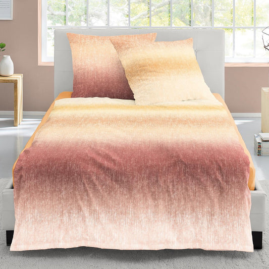 Irisette Biber Bettwäsche Koala 8205-50 Streifen kupfer orange 135x200